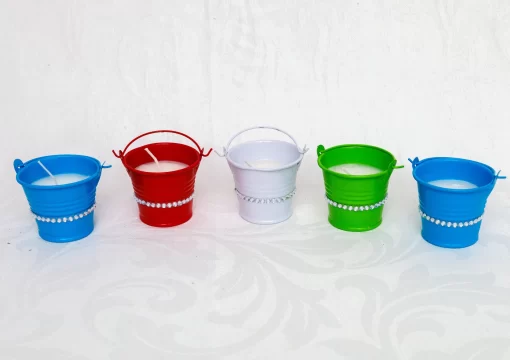 Candles in Metal Bucket